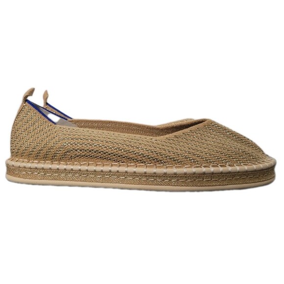 Rothy’s Espadrille Gold Stripe Ballet Wrap Tie Flats Ivory Women’s 10 NWOT Rare - Picture 3 of 13